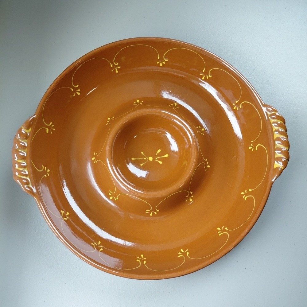 Vintage BF Collection Large Oval Serving Pottery‎ Portugal Hand painted Handles